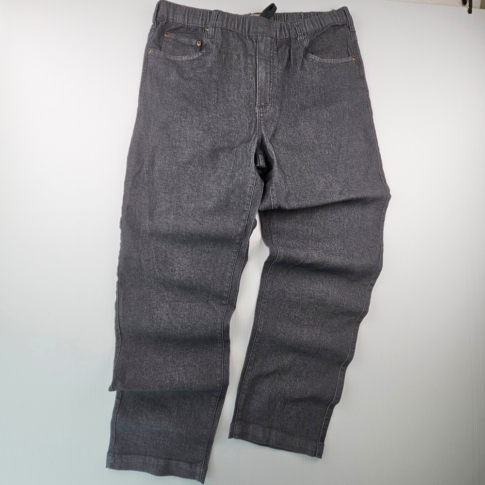 Turtle Bay New York Large Faded Black Elastic Waist Denim Jeans Gorpcore 90s Vin